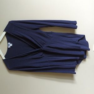 Old Navy Maternity Wrap Front Empire Waist Navy Waffle Weave Top XL flattering